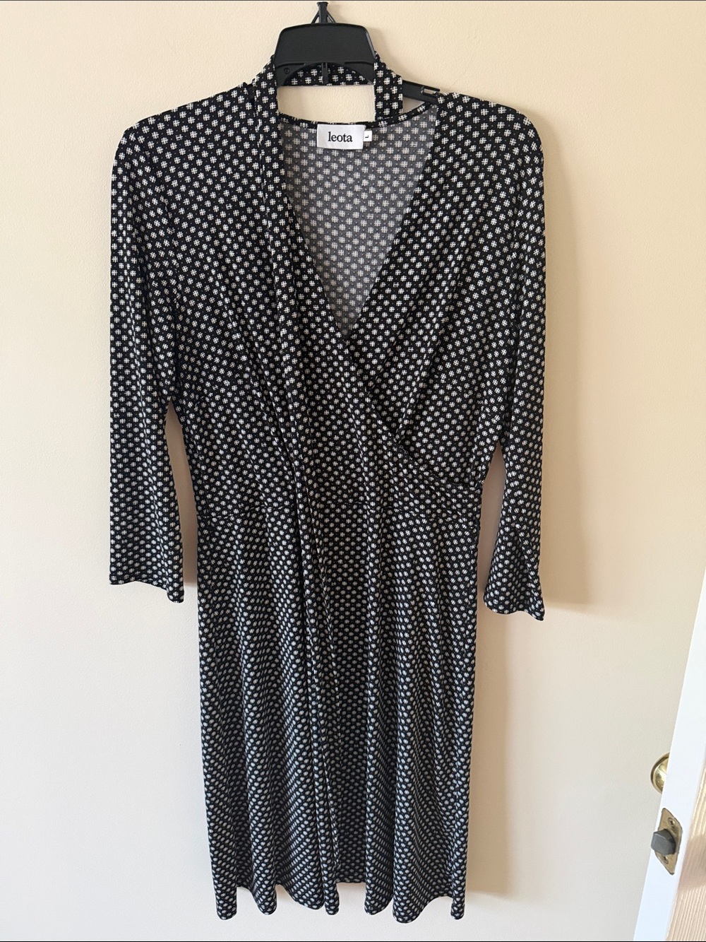 Leota Black & White Polka Wrap Dress